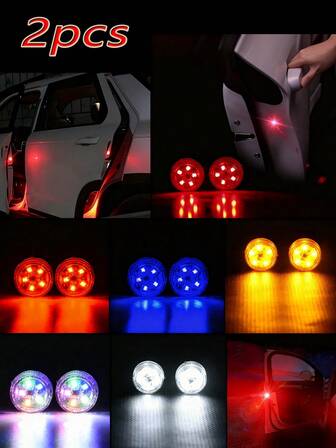 Tvådelat varningskit för kollisionsvarning på bildörren, LED-blinkande lampor, används för att förhindra påkörningar bakifrån, trådlös installation utan kablage, ficklampor med hög ljusstyrka för bildörren, väderbeständiga och stötsäkra bilsäkerhetstillbehör.