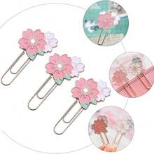 1/2/3pcs Creative Metal Bookmarks, Elegant Sakura Flower Bookmarks, Multicolor Floral Bookmarks, Study Stationery Reading Accessories Premium Metal Bookmark Set Featuring Sakura Motif With Colorful Enamel Accents For Journals, Planners, And Notebooks; Enhances Reading Focus And Organization; Ideal Gift For Book Lovers, Students, And Office Desk Decor; Durable, Stylish, And Timeless For Everyday Use - Multicolor - View 8