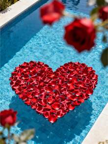 2 Pcs Burgundy Artificial Rose Petals For Valentine's Day, Wedding, Romantic Night - Bulk Fake Silk Rose Flower Decorations - Red - View 10