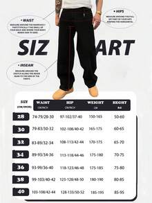 Men's Black Casual Loose Jeans, Fashion And Comfortable, Grunge