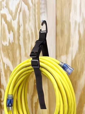 6pcs-Triangle Buckle Strap Storage Strap With 3-Axis Buckle Lock, Adjustable Multi-Functional Heavy-Duty Storage Strap, Cable Storage Strap, Heavy-Duty Adjustable Extension Cord Organizer, Black Durable Polypropylene Cable Fastener, Tool-Free Installation, Suitable For Garage, Workshop, And Home