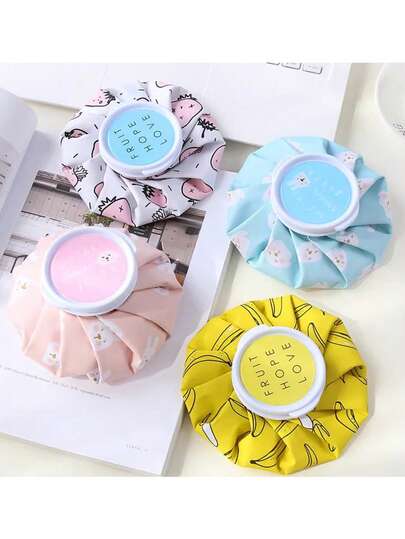 1pc Cartoon Fabric Ice Pack, Foldable Portable Cold/Hot Compress Ice Bag, Physical Cooling Therapy Bag, Water-Filled Ice Bag