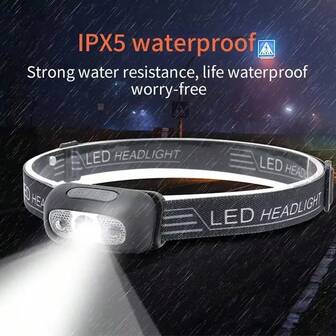 Rechargeable LED Headlamp, Super Bright Hands-Free Headlight, Compact Portable Sensor Flashlight For Fishing, Long Battery Life