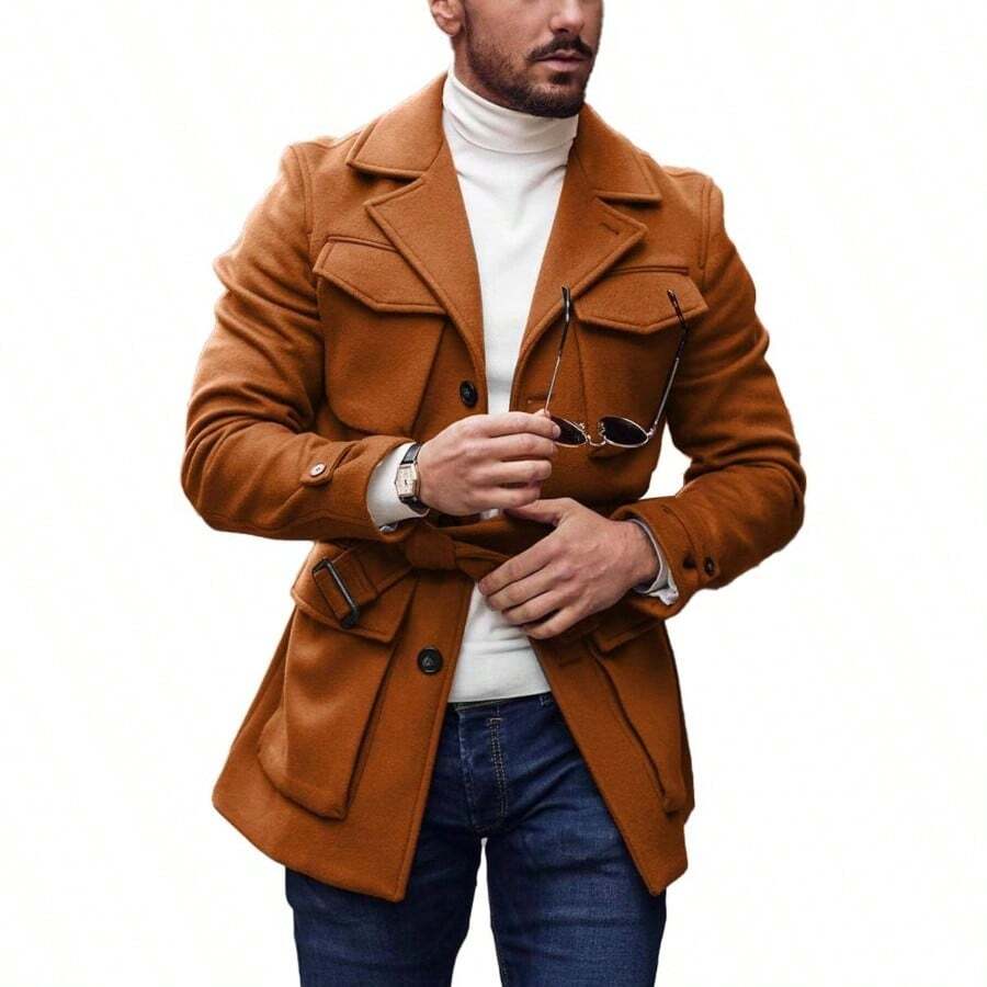 Men Shell Jackets - G + Brown - View 1