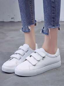 钩环运动鞋白色鞋子学生鞋女孩休闲鞋鞋子 - 白色 - 查看 3