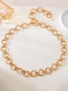 1 pieza Cadena circular de metal para la cintura, cinturón de vestir para mujer, accesorio de joyería corporal