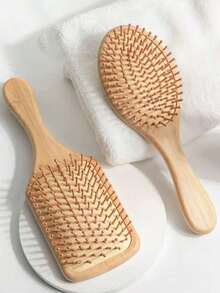 1 Pc Large Air Cushion Bamboo Comb, Bamboo Paddle Hair Brush With Handle, Natural Bamboo Comb Paddle Detangling Hairbrush, Suit For Women Men And Kids, Portable Detangling Haircomb For Massaging Scalp, Thin/Curly/Dry Hair, Back To School, Travel Holiday Essentials, Hair Accessories For Women, Brush, Hair Brushes, Hair Brush, Detangling Brush, Ball Brush, Mini Hair Brush, Hair Brush Set, Wooden Comb, Hair Brush, Mini Hair Brush, Detangling Brush, Hair Brushes, Curly Hair Brush, Hairdressing Equipment,Travel Essentials,Hairstyle,Hairdressing - 杏子 2 - 查看 3