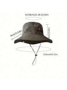 1 pezzo Cappello da pescatore in poliestere nero, di alta moda, adatto per abbinamenti, protezione solare, pesca, pratico per l'inverno e l'estate, unisex, da esterno, ad asciugatura rapida con laccetti - nero - Visualizzare 3