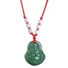 FORUBUS Green Jade Buddha Circle Red String Pendant Necklace - Chinese Traditional Amulet For Luck And Protection,Bgreenbuddha - Bgreenbuddha - 查看 2