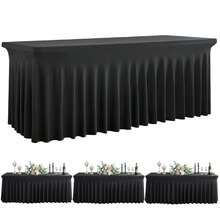 1pc/2pcs Rectangular Pleated Spandex Tablecloth, White/Black/Champagne, Wrinkle-Resistant & Washable, Solid Color Patio Table Cover For Wedding, Party, Christmas, Birthday