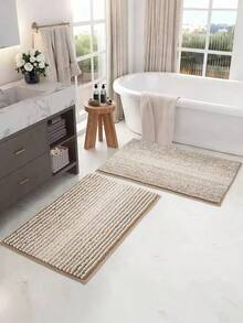 COSY HOMEER 1pc COSY HOMEER Bathroom Rug, Ultra Soft Absorbent Bath, Non-Slip Washable Plush Shag Bathroom Carpet, Suitable Bathroom Floor, Bathtub, Shower, Black And White Ombre Chenille Bath, Absorbent