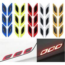 FCV 6片装强力反光条贴纸，适用于汽车引擎盖、保险杠等，3D安全夜间可见度警示保护贴花，碳纤维防刮贴纸，通用型，适用于车辆、卡车、SUV