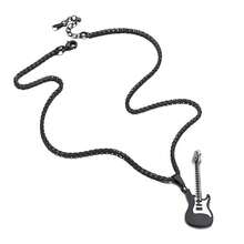 Suplight Stainless Steel Black Guitar Necklace For Men Music Jewelry,03.Guitar-Blackplatedstainlesssteel - 03.吉他-黑色鍍層不銹鋼 - 查看 5