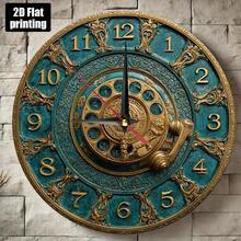 1pc Vintage Turquoise & Golden Retro Telephone Wall Clock - Large Easy-To-Read Analog Clock With Black Hands, Silent Non-Ticking (Batteries Not Included) - Farmhouse Decor For Kitchen, Bedroom, Office - Durable Artificial Wood Construction, 9. 8x9.. 8 Inch - Mid-Century Modern Style With Green Face & Golden Numbers, 2D Flat Print, No Ticking Sound, Easy To Hang, Living Room Wall Clock, Clocks For Living Room, Wall Clock Large Decorative Clocks, Stylish Wall Clock, - Nhiều màu - Xem 6