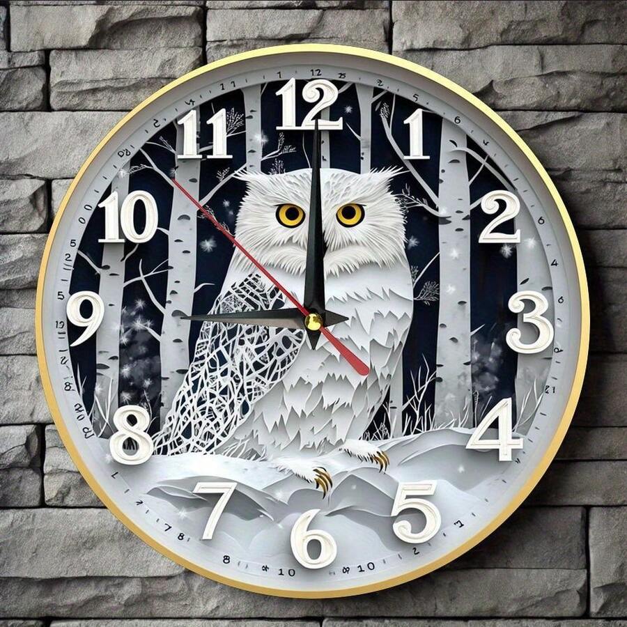 Wooden Wall Clock With Owl Theme Silent Design - Suitable For Kitchen, Bedroom, Office Country Style Home Decoration - Easy To Read, No Drumming - Batteries Not Included, Owl Home Decoration / 10*10in / 1pc/10*10in/1pc/10*10in/1pc - Nhiều màu - Xem 1