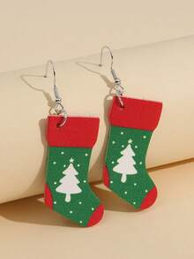 1 Pair Christmas Snowflake & Christmas Tree Shaped Leather Earrings - Snowflake - View 6