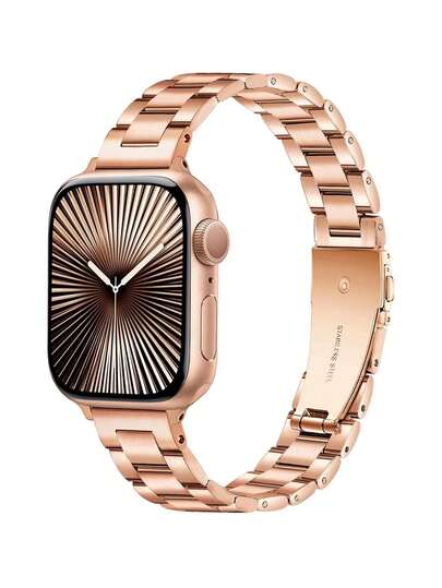 1pc Narrow Rose Gold Metal Band Compatible With Apple Watch Ultra 3/2/1, SE/S11/S10/S9/S8/S7/S5/S4/S3, 14mm Detachable Stainless Steel Rose Gold Strap, Suitable For Daily Wear, Party, Travel, Gift, Fits 38/40/41mm, 44/45/46/49mm Accessories