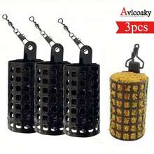 Avlcoaky 3pcs Fishing Tackle Feeder Cage Round For Carp Metal Feeders Basket Cage Fishing Lure Cage