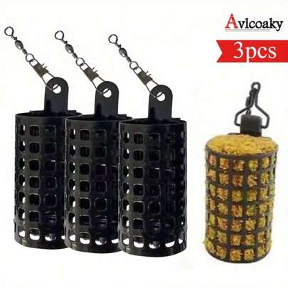  Avlcoaky 3pcs Fishing Tackle Feeder Cage Round For Carp Metal Feeders Basket Cage Fishing Lure Cage