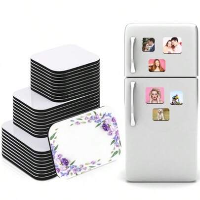 ZZXC 30 Pcs 3 Sizes Sublimation Magnet Blanks Personalized Refrigerator Magnets DIY Sublimation Blanks Bulk Soft Magnetic For Home Kitchen Office Microwave Oven DecorZX-