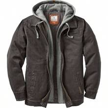 Dakota - chamarra de invierno con cierre completa para hombre, lona de algodn encerado resistente, ropa de chamarra con capucha y estilo occidental chamarra Hombre - XL + Asfalto - Ver 1