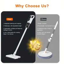 Wireless Wet Dry Vacuum Cleaner Mop Combo - 14000Pa Power Suction Self-Cleaning, Low Noise, Rechargeable Vacuum Cleaner With 3 Modes & Adjustable Length, Multi-Angle Brush For Apartment Hardwood Rug, Pet Hair, Car , White - White - View 4