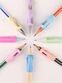 4pcs/6pcs Pen Holder Corrector, Silicone Pen Holder Sheath Pen Holder, Correct Holding Pen Posture, Essential For Calligraphy Practice, Necessary Office Learning Supplies For School(Random Color) - Multicolor - View 4