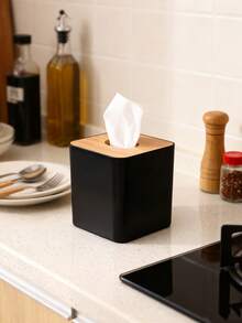 1个白色或黑色方形纸巾盒套 - 耐用纸巾盒/纸巾架，防尘，易于清洁，时尚现代设计，适用于浴室盥洗台、台面、卧室盥洗台、客厅桌子、办公桌、化妆间、家居装饰，小空间收纳必备日常用品