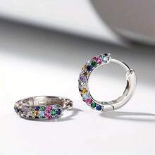 Fashion Earrings, Multi-Color  Inlay, Alloy White Gold Plated, Fashion Accessories, Suitable For Teenagers And Adults, 1 Pair. - Đa chức năng - Xem 4