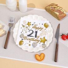 20 piezas/40 piezas/60 piezas, Servilletas de papel para el 21 cumpleaños, Servilletas blancas y doradas de "Feliz Cumpleaños" desechables para almuerzo, cóctel, fiesta de bebidas, decoraciones para fiestas de aniversario y cumpleaños, 13 X 13 pulgadas - Multicolor/21 años - Ver 5