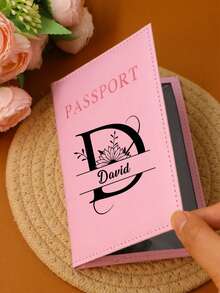 Custom Name Passport Holder For Travel, Personalized Letter Leather Passport Holder, Customized Passport Holder For Travel Women, Customizable Ticket Wallet, Birthday Gifts, Wedding Gifts, Anniversary, Christmas, Christmas Gifts, Portable, Vacation, Boyfriend, Girlfriend, Bestie, Bridesmaid, Friend, Colleague - Style B - View 3