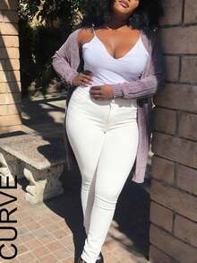 Plus Size Shaping Skinny Jeans - Tummy Control, Mid-Rise Stretch Fabric, Accentuates Curves - White - View 5