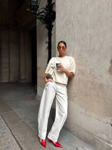 Áo len nữ VIBEWAVE tay ngắn cổ tròn kiểu Mỹ, mẫu mới mùa xuân/hè. - Màu be - Xem 6