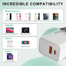 40W USB插头适配器（英国），双口USB墙式充电器，支持USB-C和QC3.0快充，适用于安卓手机快速充电（含USB-C数据线），高速USB-C和USB-A电源适配器，适用于多人充电、多设备充电、家庭充电需求以及办公桌等多种场景，多端口高输出功率。 - 英規插(220-240V) - 查看 4