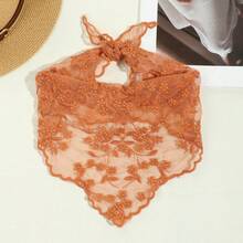 1 pieza de pañuelo triangular de moda para pañuelos de mujer y encaje, tipo de pantalla transparente, banda de cuello de mosaico, multifuncional para citas, viajes, fiestas, solo lavado a mano, accesorios románticos de noche, telas inelásticas, cumpleaños, día de San Valentín, regalos de Navidad. - Blanco - Ver 4