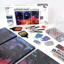 [Free Shipping]ArtSkills Diamond Painting Kit, Diamond Art On Framed Canvas With Gem Storage Case And Accessory Kit, Beach, 3 Stretched Canvas Panels, 14" X 7" Each,Beach - 海灘 - 查看 1