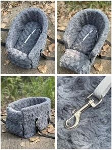 1pc Plush Warm Car Center Console Pet Armrest Nest, Suitable For Carrying Cats/Small Dogs, Pet Travel Car Seat Cushion - Multicolor - View 7