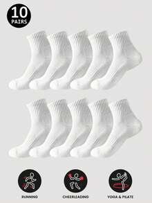 5/10/20/30 Pairs Men's Casual Socks, Mid-Calf Socks, White Socks, Winter Socks, Black Socks, Comfortable, Casual Sports, 2 Styles Available (Thin/Thick), Size: (35~39) (39~42)