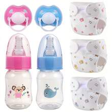 Baby Doll Feeding Toy Set, Includes Diaper, Bottle And Pacifier. Finely Crafted, Realistic Design, High-Quality Material, Suitable For Reborn Dolls, Newborn Dolls And Baby Dolls. Ideal For Parent-Child Interaction And Party Games. Available In Pink And Blue. Holiday Gift. (Pattern And Color Random. Doll Not Included.) - Multicolor - View 13
