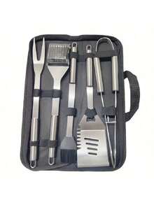 1pc Stainless Steel BBQ Fork, BBQ Tool Accessory - Silver - View 2