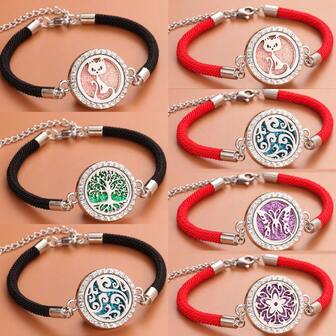 香薰机产品配件 香薰手链 水钻红绳编织空气清新剂 精油香薰机 锆石空气清新剂吊坠手链 皮革扣环手链 情侣配饰