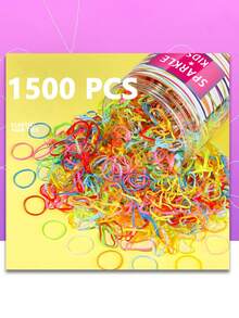 500/1500/3000个随机颜色一次性小发圈，适合小女孩，弹性好，经久耐用。带橡胶圈的女孩发圈。 - 彩色 - 查看 10