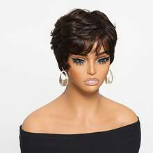 Short, Curly Women's Hair, Voluminous Short Hair, Styled Outwards, Heat-Resistant Synthetic Fiber Wig. - Silver - View 5