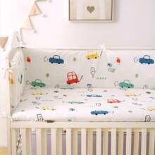 1 件婴儿床保险杠软垫护栏，婴儿床衬垫，新生儿卡通印花软垫床围栏，儿童防撞杆，防坠落护栏