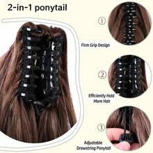 Ponytail Extension Curly Wavy Layered Ponytail Black Brown Blonde Claw Ponytail Extension Synthetic Hairpiece For Women - PB-01-M2/30 - 查看 5