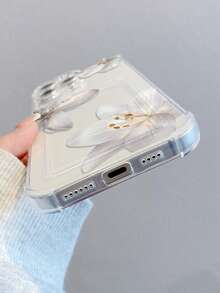 1pc Transparent TPU Phone Case With White Lily Flower Pattern, Compatible With IPhone XS/XS Max/XR/11 12 13 14 15 16 Pro/17/Pro Max/14 15 16 Plus, Can Hold Cards And Photos, Ideal For Holiday Gifts - Clear - View 4