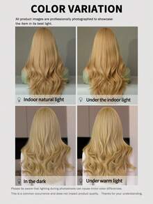 7JHH WIGS T-Swizzle Wig Natural Curly Blonde Wigs For Women Long Wavy Synthetic Wig With Bangs Natural Looking Soft Fiber Beautiful Fluffy Wigs For Beginners Daily Party Wedding Use 22 Inch - Gold - View 8