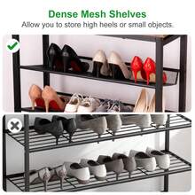 Shoe Rack For Entryway, 5-Tier Shoe Rack Organizer With Storage Shelves And Spacious Top, Freestanding, Adjustable, Industrial, Rustic Brown And Ink Black - 黑色+質樸棕色 - 查看 4