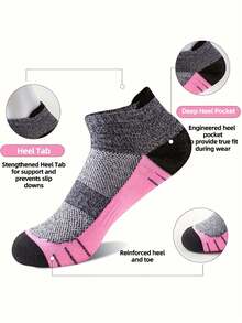 5 pares/set de calcetines tipo barco multicolor para mujer, delgados, transpirables, de malla, que absorben la humedad, antideslizantes y sin mostrar, suaves y cómodos para uso diario y casual en verano y primavera - Multicolor - Ver 3