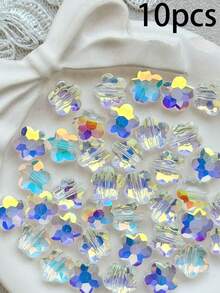 10颗梅花玻璃珠，用于制作珠宝手链，10毫米透明水晶隔珠，DIY吊坠耳环手工饰品 - 玻璃梅花珠 - 查看 14